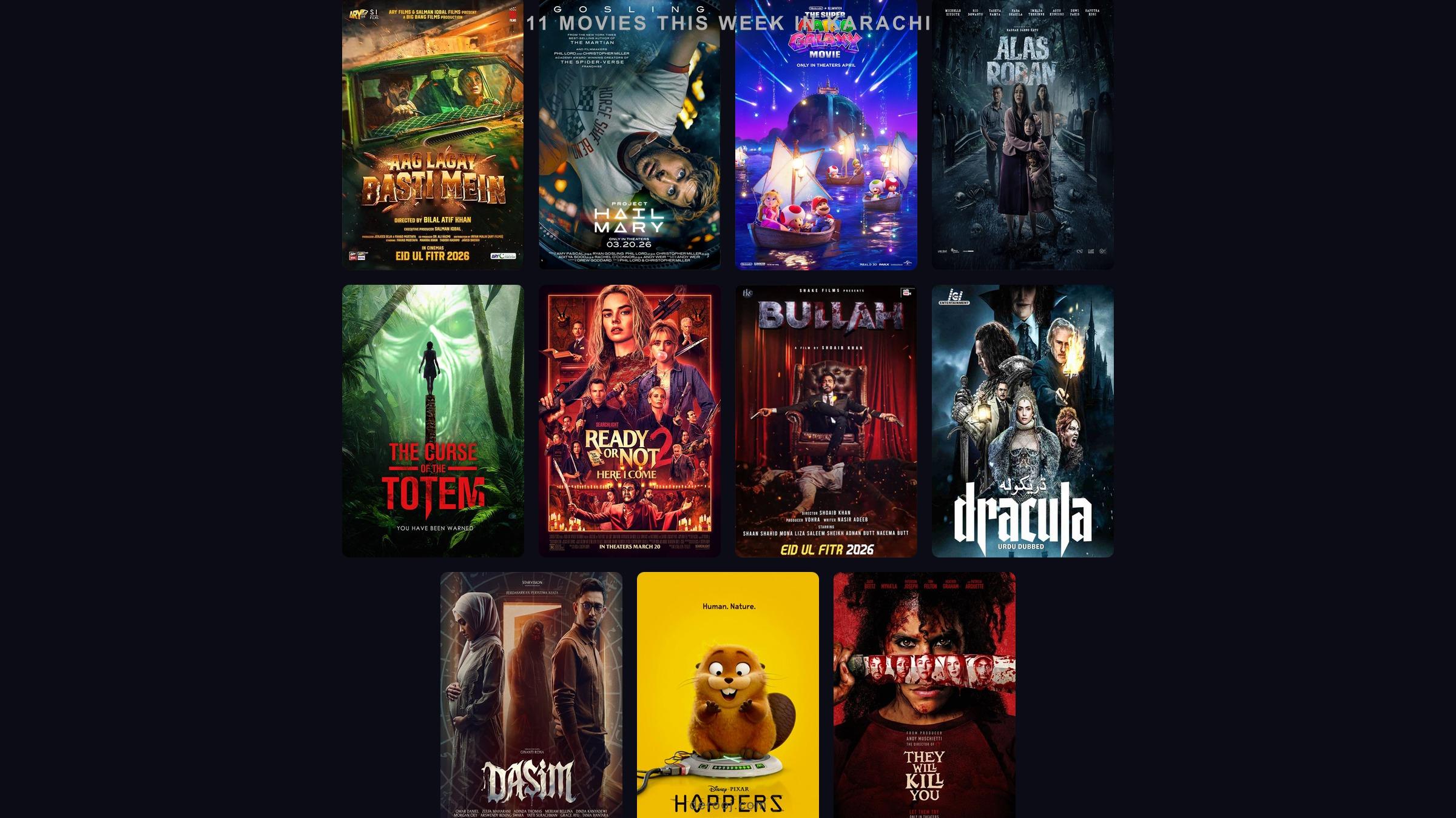 11 movie posters showing in Karachi cinemas this week April 10-16 2026